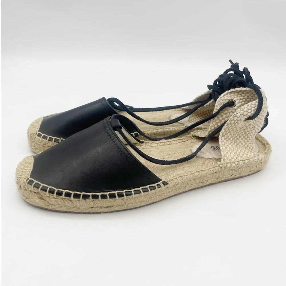 Soludos black leather espadrills.  Size 10 - Picture 5 of 10